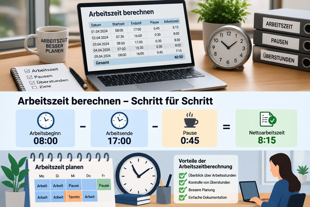 Arbeitszeit dokumentieren und Arbeitsstunden planen.