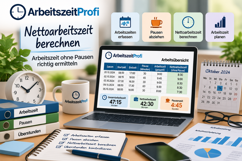 Nettoarbeitszeit dokumentieren und Arbeitsstunden planen